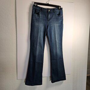 1822 Denim Womens SZ 12 Wide Flare Bootcut Jeans 32x33 Medium Blue Wash Mid Rise